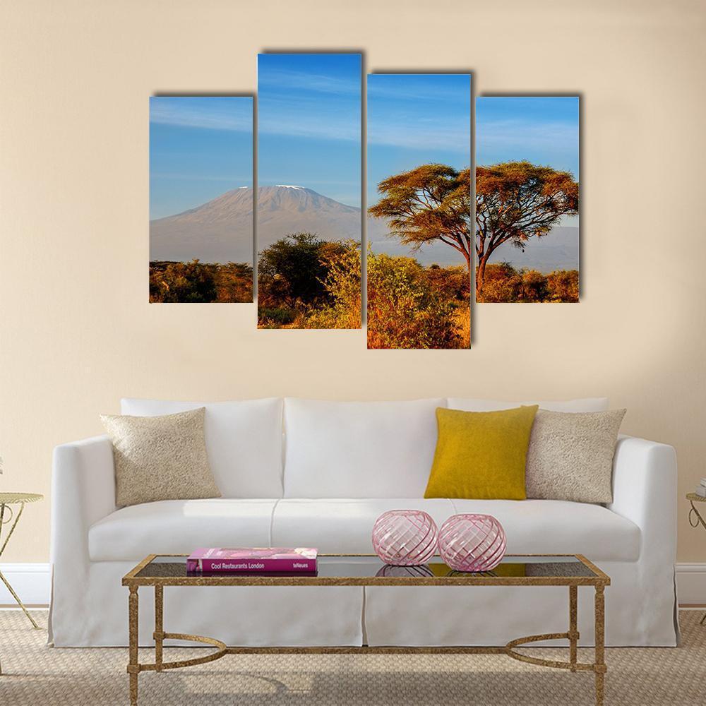 Beautiful Kilimanjaro Mountain Canvas Wall Art-4 Pop-Gallery Wrap-50" x 32"-Tiaracle