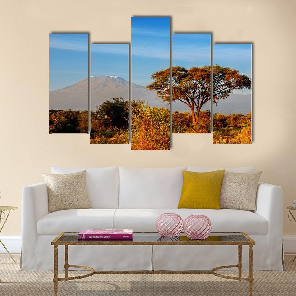 Beautiful Kilimanjaro Mountain Canvas Wall Art-5 Pop-Gallery Wrap-47" x 32"-Tiaracle