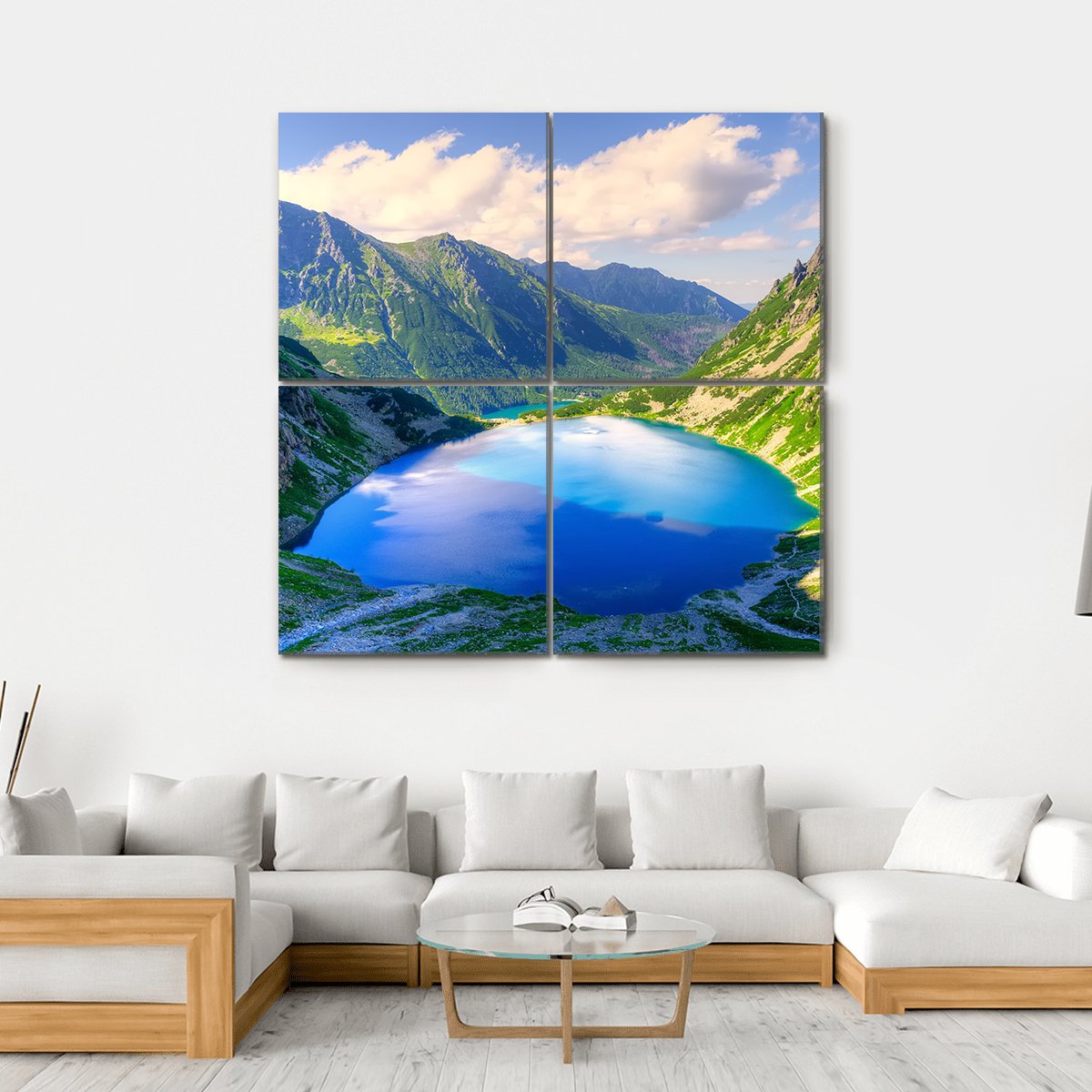 Beautiful Lake In Mountains Canvas Wall Art-4 Square-Gallery Wrap-17" x 17"-Tiaracle