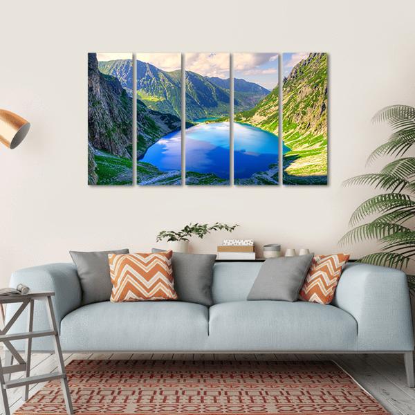 Beautiful Lake In Mountains Canvas Wall Art-5 Horizontal-Gallery Wrap-22" x 12"-Tiaracle