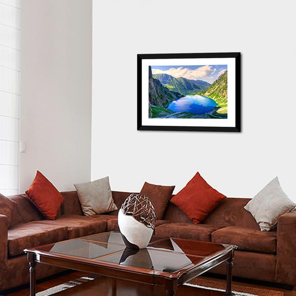 Beautiful Lake In Mountains Canvas Wall Art-5 Horizontal-Gallery Wrap-22" x 12"-Tiaracle