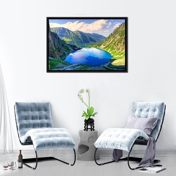 Beautiful Lake In Mountains Canvas Wall Art-3 Horizontal-Gallery Wrap-25" x 16"-Tiaracle