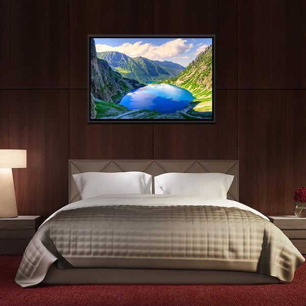 Beautiful Lake In Mountains Canvas Wall Art-3 Horizontal-Gallery Wrap-25" x 16"-Tiaracle