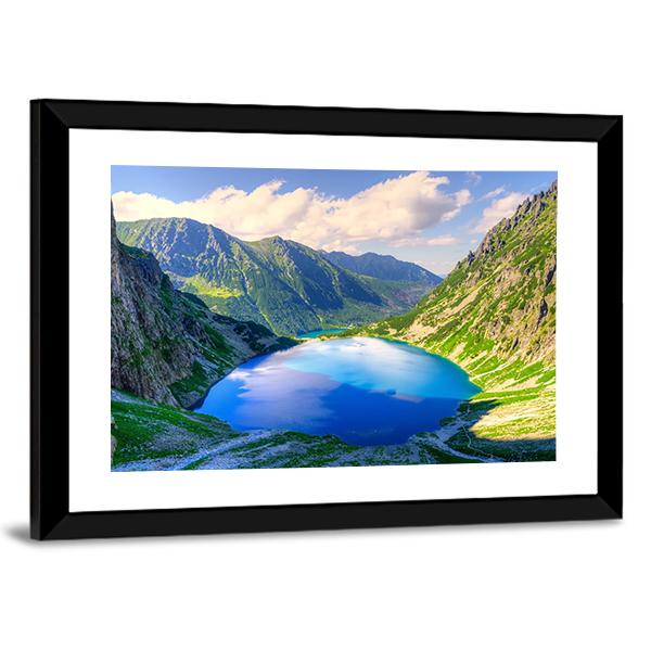 Beautiful Lake In Mountains Canvas Wall Art-3 Horizontal-Gallery Wrap-25" x 16"-Tiaracle