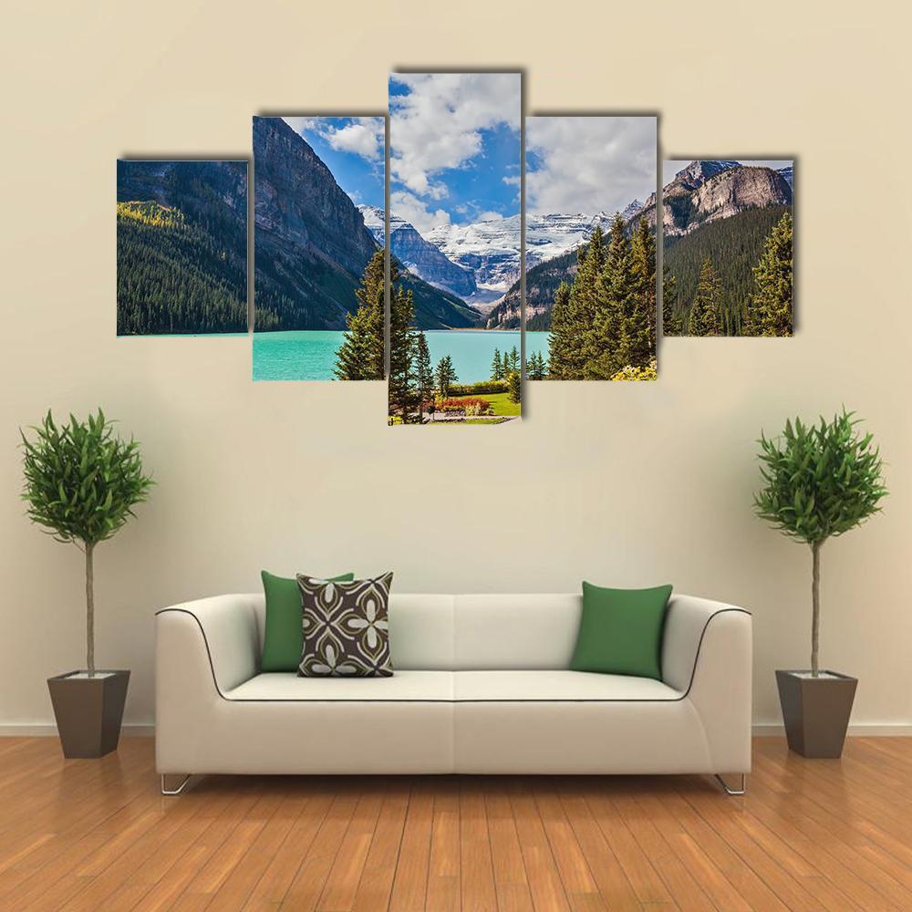 Beautiful Lake Louise Canvas Wall Art-5 Star-Gallery Wrap-62" x 32"-Tiaracle