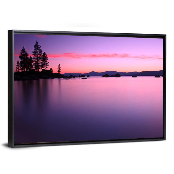 Beautiful Lake Tahoe After Sunset Canvas Wall Art-3 Horizontal-Gallery Wrap-25" x 16"-Tiaracle