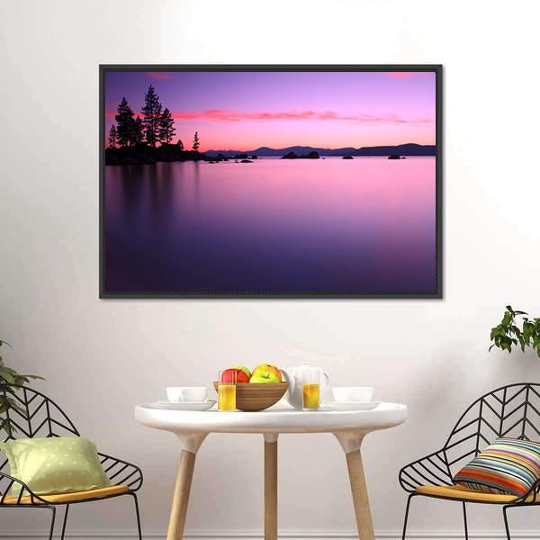 Beautiful Lake Tahoe After Sunset Canvas Wall Art-3 Horizontal-Gallery Wrap-25" x 16"-Tiaracle