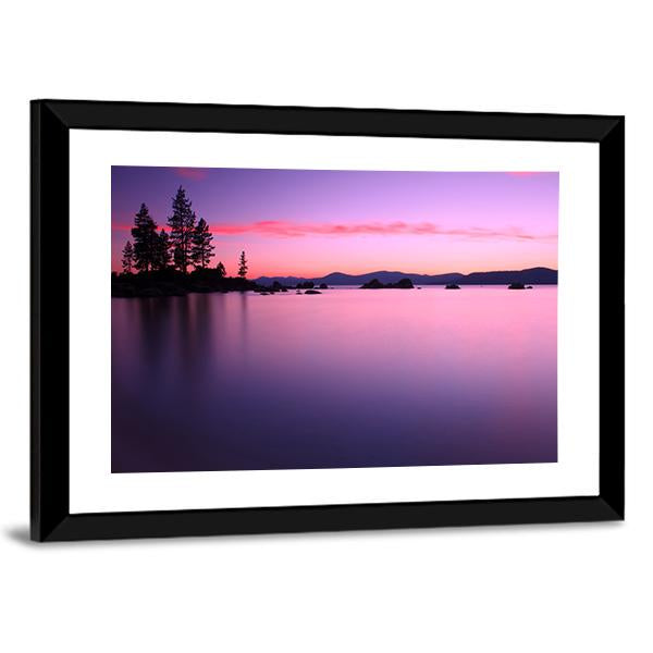 Beautiful Lake Tahoe After Sunset Canvas Wall Art-3 Horizontal-Gallery Wrap-25" x 16"-Tiaracle
