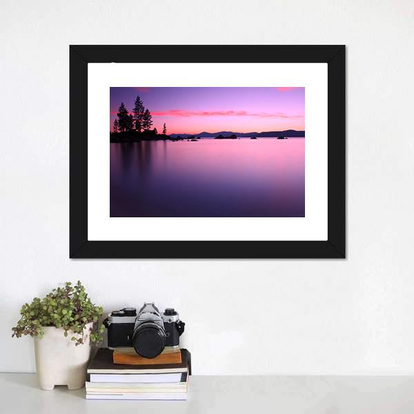 Beautiful Lake Tahoe After Sunset Canvas Wall Art-1 Piece-Framed Print-20" x 16"-Tiaracle