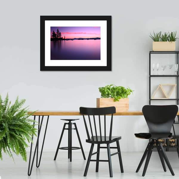 Beautiful Lake Tahoe After Sunset Canvas Wall Art-3 Horizontal-Gallery Wrap-25" x 16"-Tiaracle