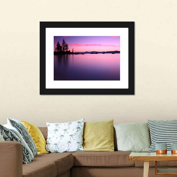 Beautiful Lake Tahoe After Sunset Canvas Wall Art-3 Horizontal-Gallery Wrap-25" x 16"-Tiaracle