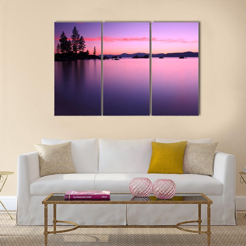 Beautiful Lake Tahoe After Sunset Canvas Wall Art-3 Horizontal-Gallery Wrap-37" x 24"-Tiaracle