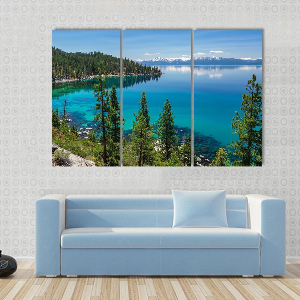 Beautiful Lake Tahoe Canvas Wall Art-3 Horizontal-Gallery Wrap-37&quot; x 24&quot;-Tiaracle