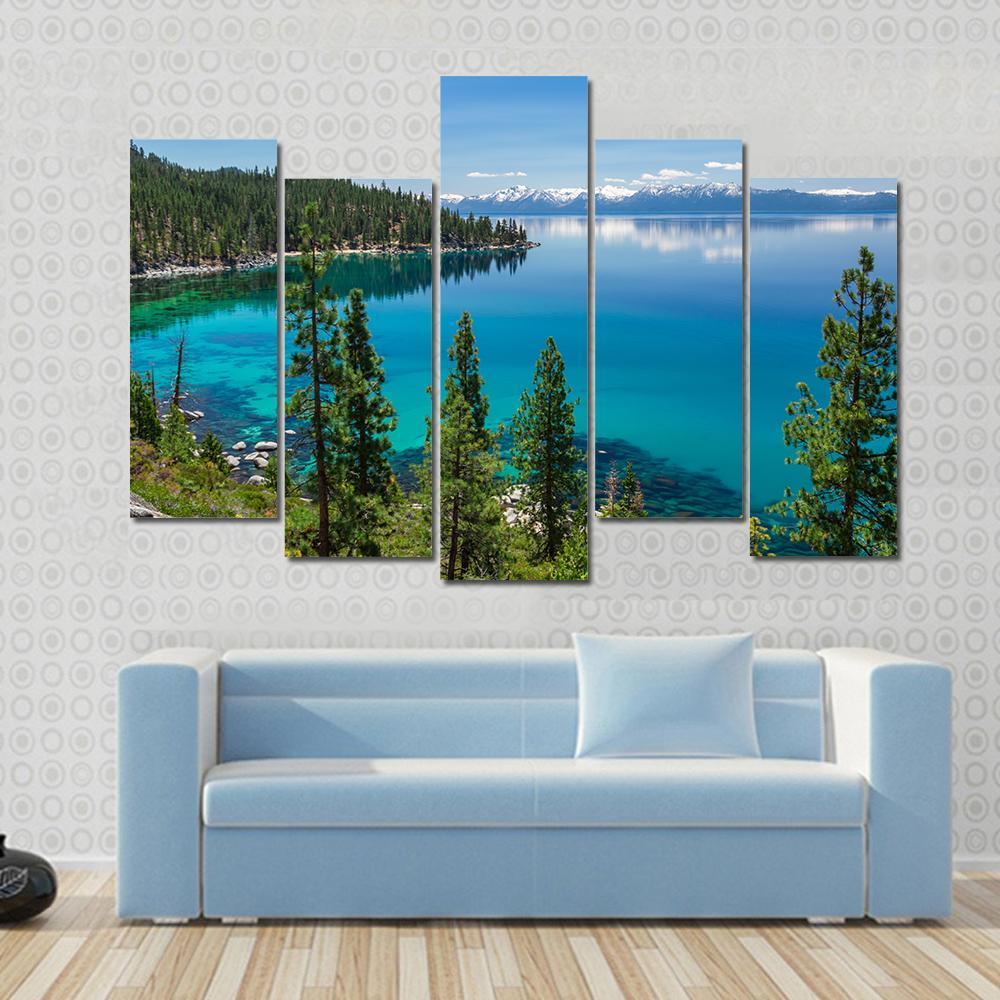 Beautiful Lake Tahoe Canvas Wall Art-5 Pop-Gallery Wrap-47&quot; x 32&quot;-Tiaracle