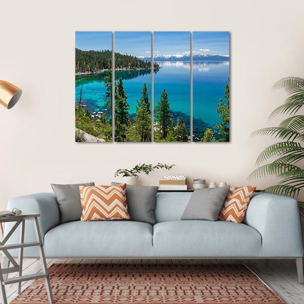 Beautiful Lake Tahoe Canvas Wall Art-4 Horizontal-Gallery Wrap-34" x 24"-Tiaracle