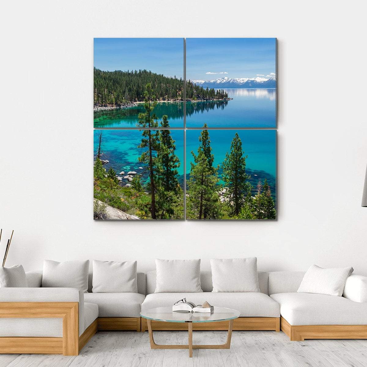 Beautiful Lake Tahoe Canvas Wall Art-4 Square-Gallery Wrap-17" x 17"-Tiaracle