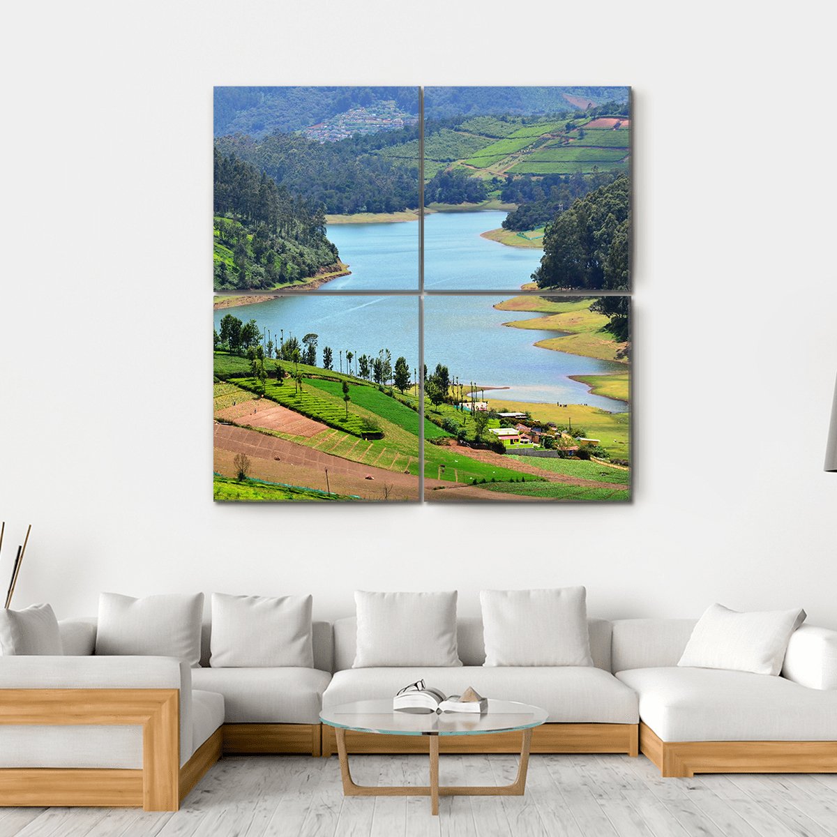 Beautiful Lake View Canvas Wall Art-4 Square-Gallery Wrap-17" x 17"-Tiaracle
