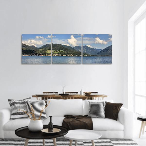 Lake In Summer Panoramic Canvas Wall Art-3 Piece-25" x 08"-Tiaracle