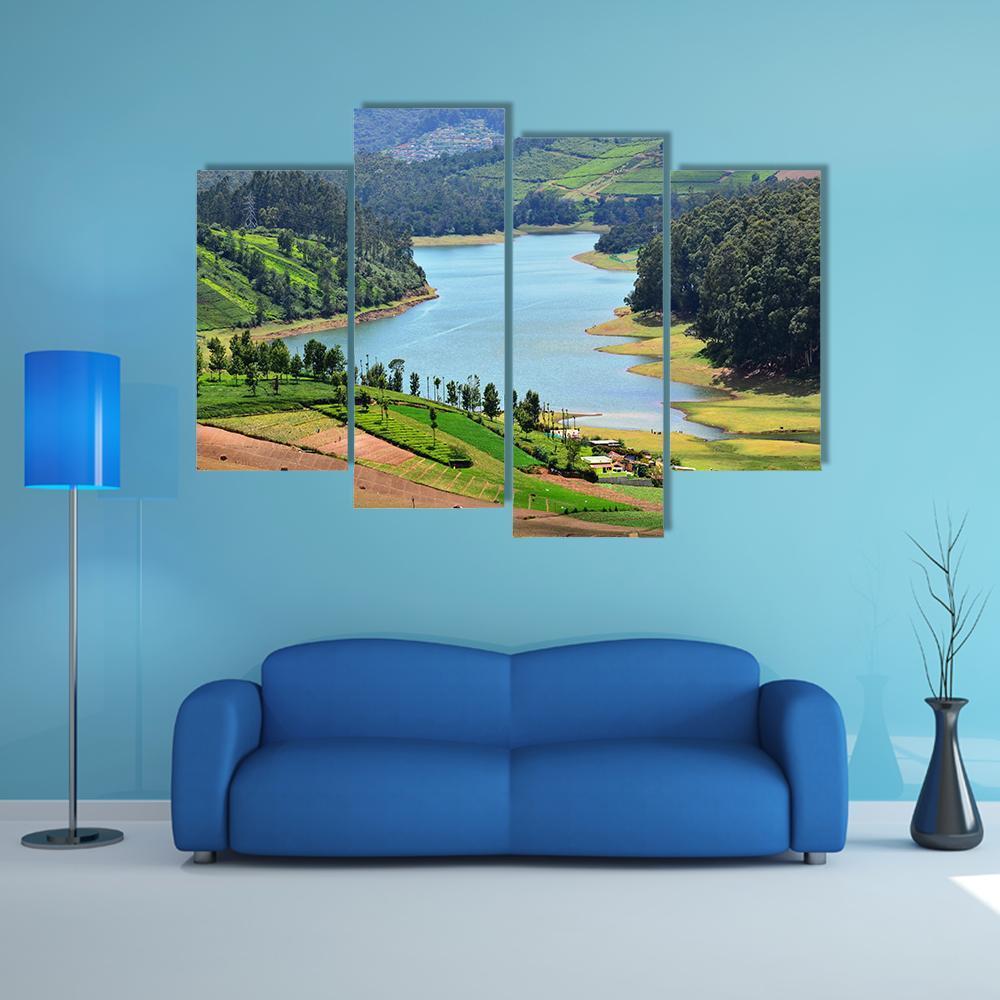 Beautiful Lake View Canvas Wall Art-4 Pop-Gallery Wrap-50" x 32"-Tiaracle