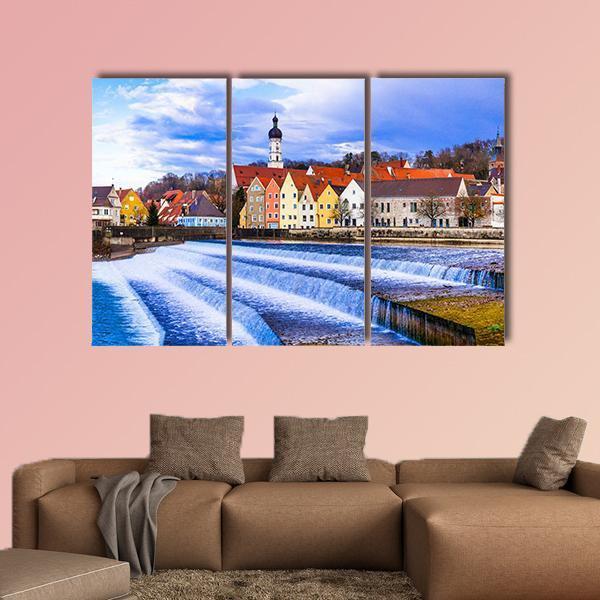 Landsberg Am Lech Village Canvas Wall Art-3 Horizontal-Gallery Wrap-25" x 16"-Tiaracle