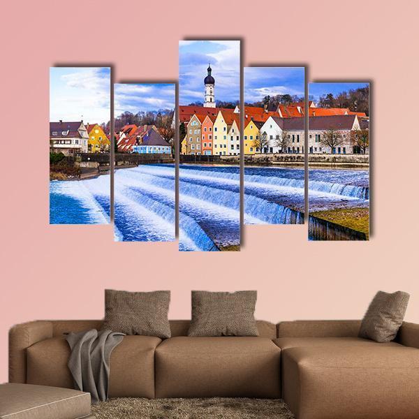 Landsberg Am Lech Village Canvas Wall Art-5 Pop-Gallery Wrap-47" x 32"-Tiaracle