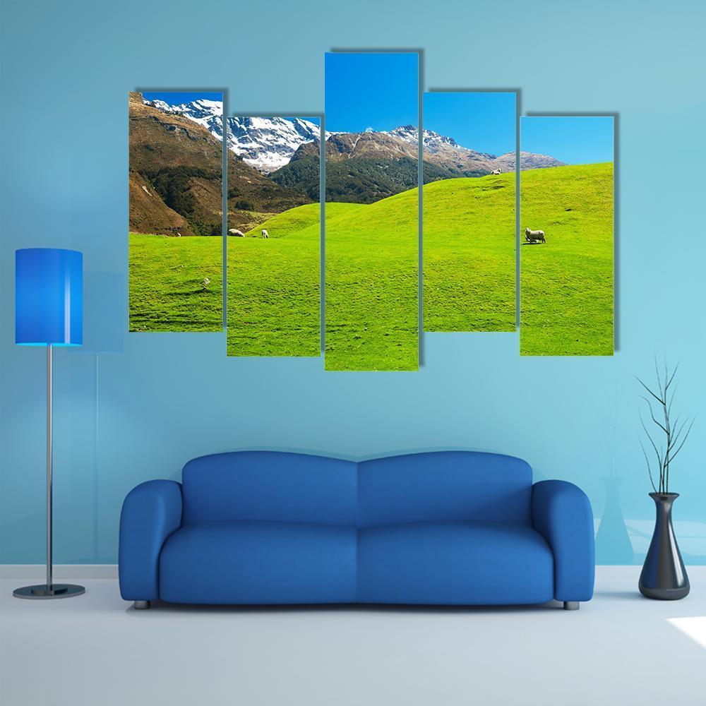 Landscape In New Zealand Canvas Wall Art-5 Pop-Gallery Wrap-47" x 32"-Tiaracle