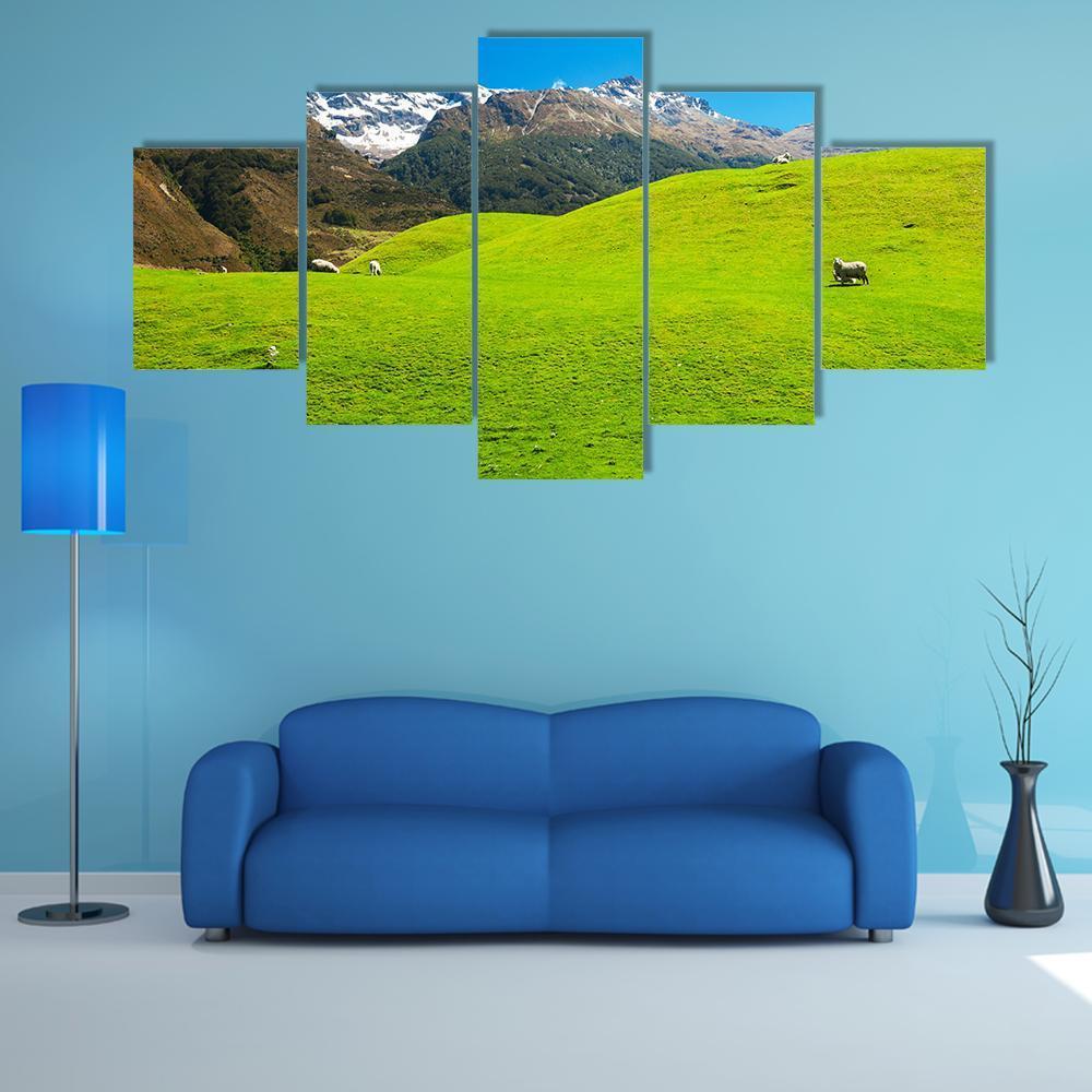 Landscape In New Zealand Canvas Wall Art-5 Star-Gallery Wrap-62" x 32"-Tiaracle