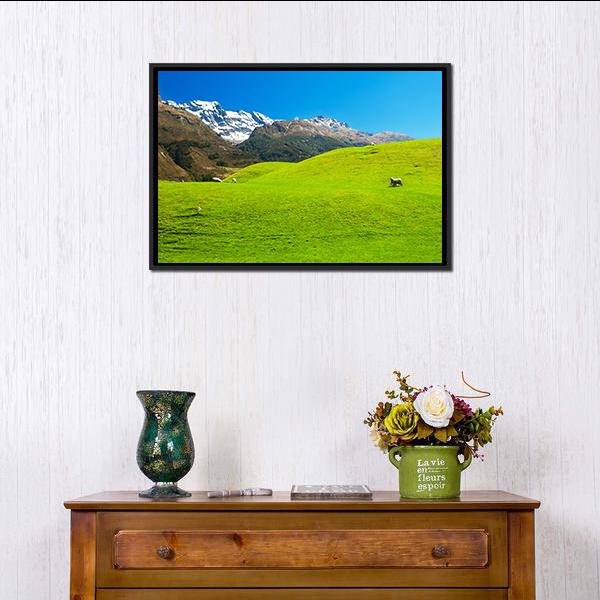 Landscape In New Zealand Canvas Wall Art-1 Piece-Floating Frame-24" x 16"-Tiaracle