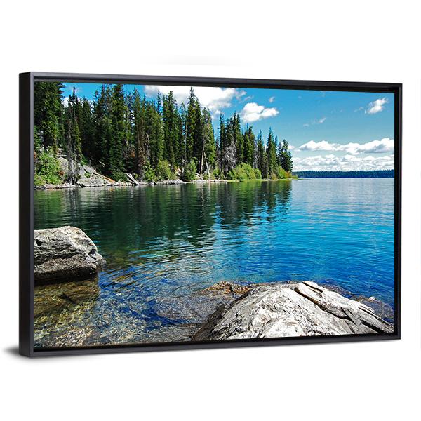 Beautiful Landscape With Lake Canvas Wall Art-3 Horizontal-Gallery Wrap-25" x 16"-Tiaracle
