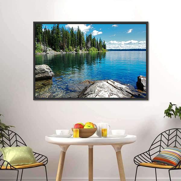 Beautiful Landscape With Lake Canvas Wall Art-3 Horizontal-Gallery Wrap-25" x 16"-Tiaracle