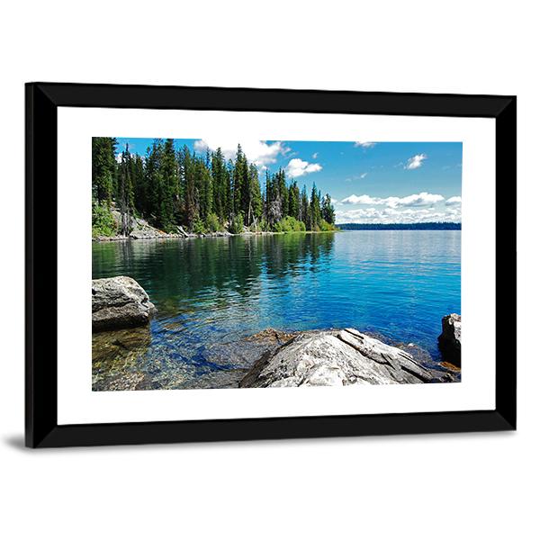Beautiful Landscape With Lake Canvas Wall Art-3 Horizontal-Gallery Wrap-25" x 16"-Tiaracle