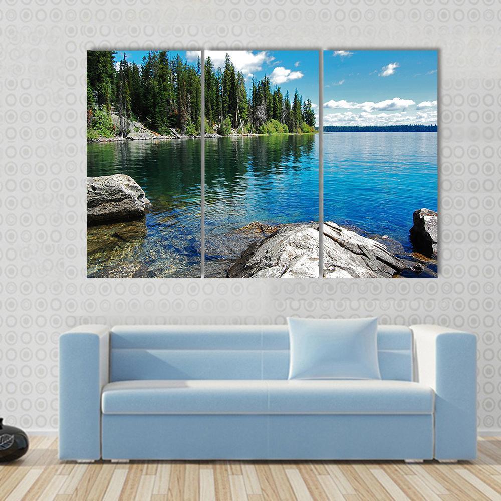 Beautiful Landscape With Lake Canvas Wall Art-3 Horizontal-Gallery Wrap-37" x 24"-Tiaracle