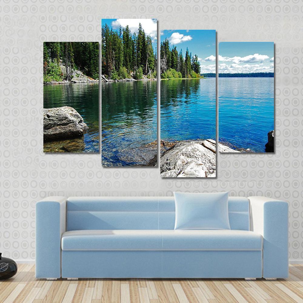 Beautiful Landscape With Lake Canvas Wall Art-4 Pop-Gallery Wrap-50" x 32"-Tiaracle