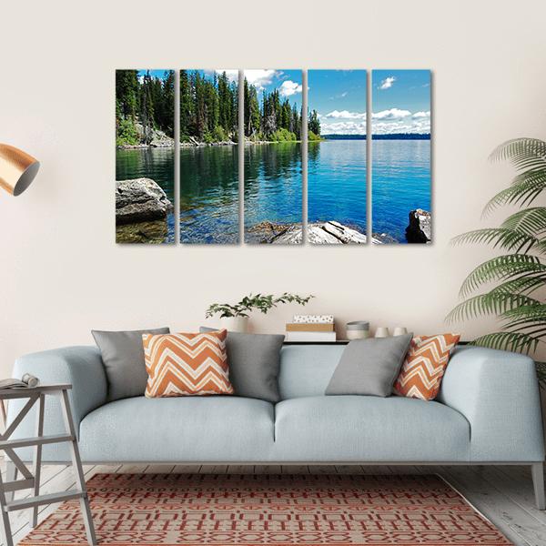 Beautiful Landscape With Lake Canvas Wall Art-5 Horizontal-Gallery Wrap-22" x 12"-Tiaracle