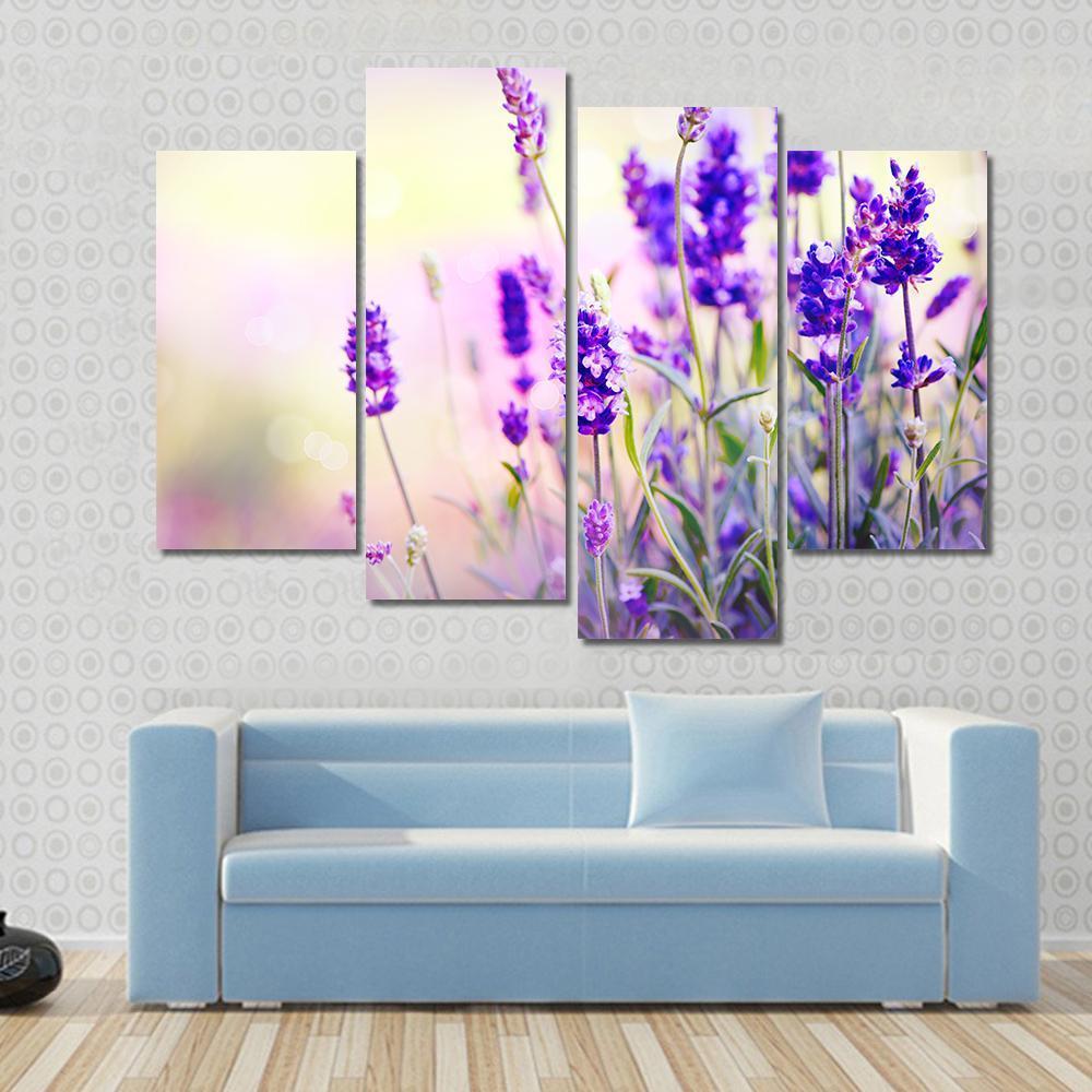 lavender plant art Lavender Field Multi Panel Canvas Wall Art Print - purple - 4 Pop - Canvas Print - 50" x 32"