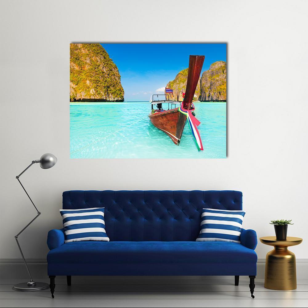 Beautiful Maya Bay Canvas Wall Art-1 Piece-Gallery Wrap-48" x 32"-Tiaracle