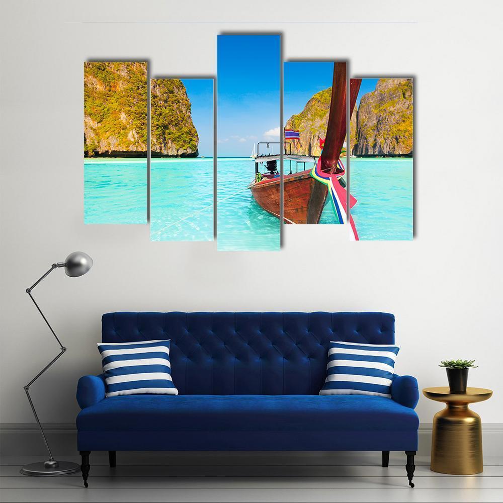Beautiful Maya Bay Canvas Wall Art-5 Pop-Gallery Wrap-47" x 32"-Tiaracle