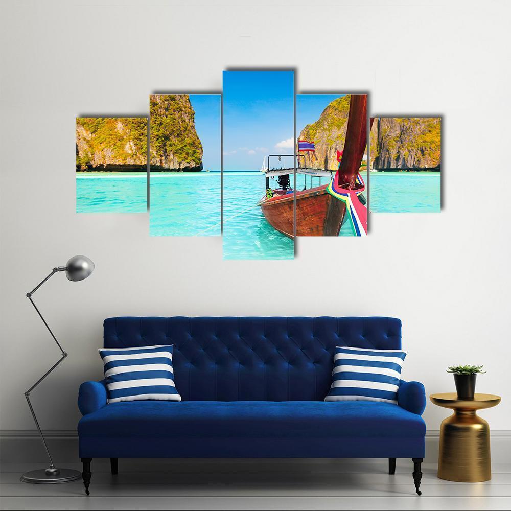 Beautiful Maya Bay Canvas Wall Art-5 Star-Gallery Wrap-62" x 32"-Tiaracle