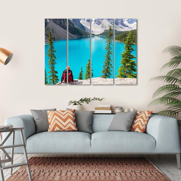 Beautiful Moraine Lake Canvas Wall Art-4 Horizontal-Gallery Wrap-34" x 24"-Tiaracle