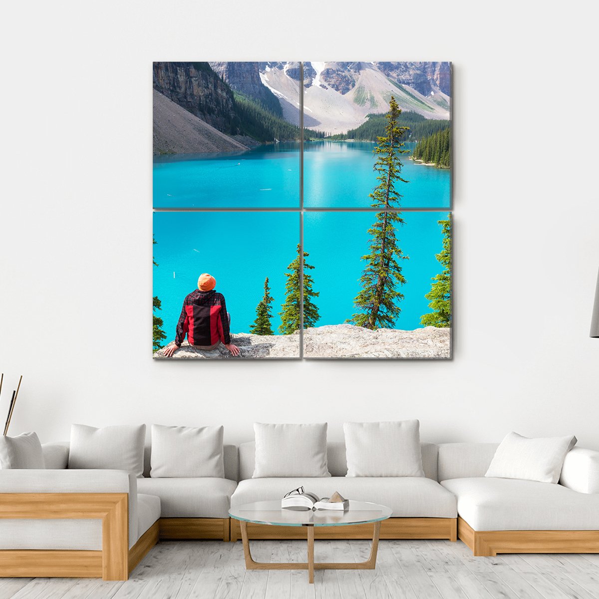 Beautiful Moraine Lake Canvas Wall Art-4 Square-Gallery Wrap-17" x 17"-Tiaracle