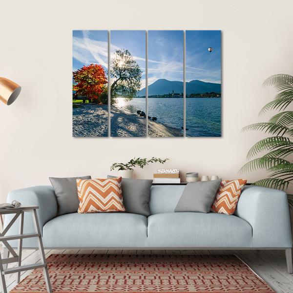 Beautiful Morning On Lake Canvas Wall Art-4 Horizontal-Gallery Wrap-34" x 24"-Tiaracle