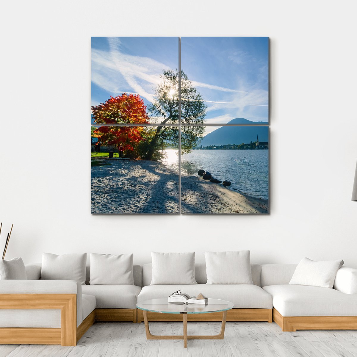 Beautiful Morning On Lake Canvas Wall Art-4 Square-Gallery Wrap-17" x 17"-Tiaracle