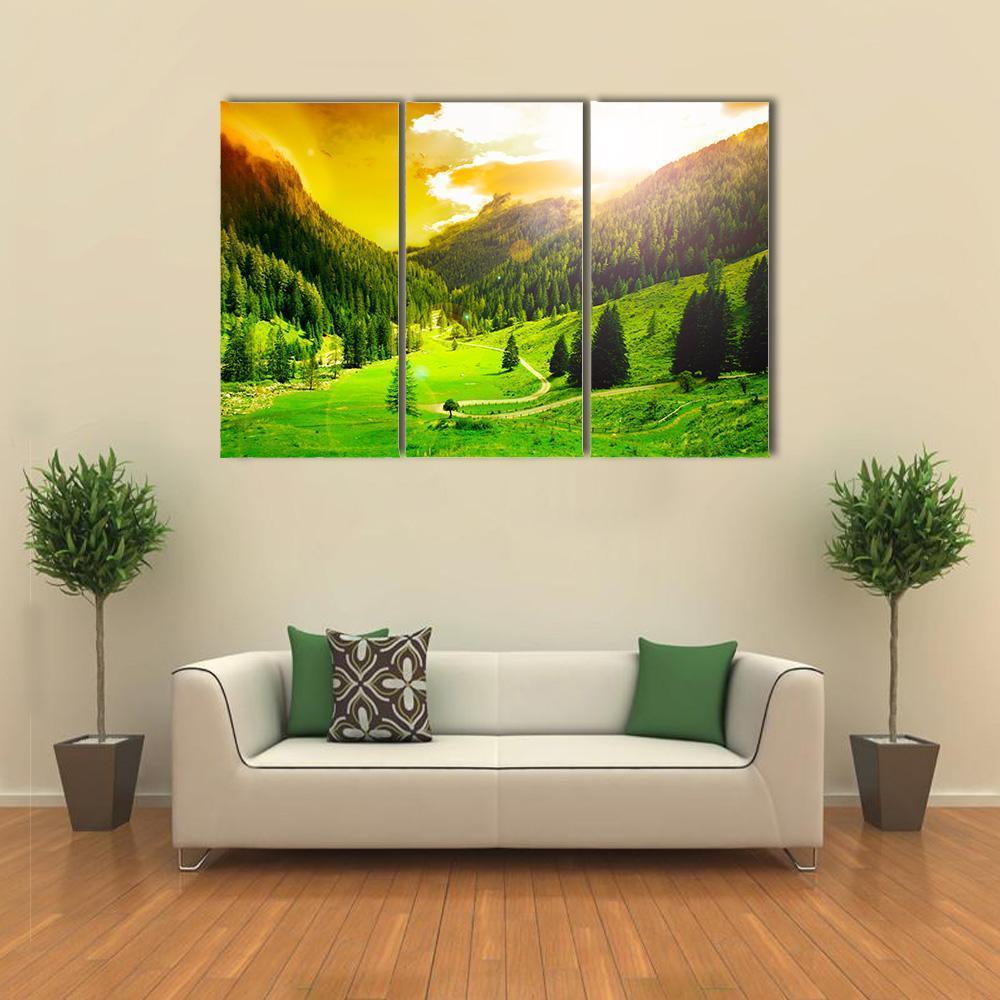Beautiful Mountain Landscape Canvas Wall Art-5 Pop-Gallery Wrap-47" x 32"-Tiaracle