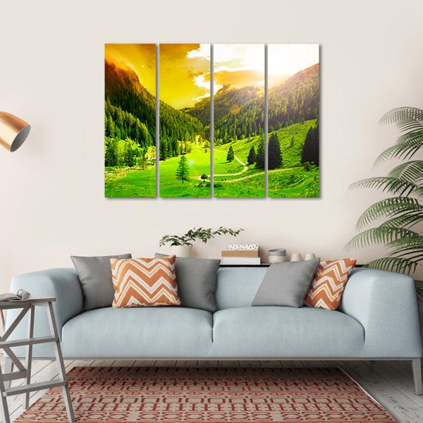 Beautiful Mountain Landscape Canvas Wall Art-4 Horizontal-Gallery Wrap-34" x 24"-Tiaracle