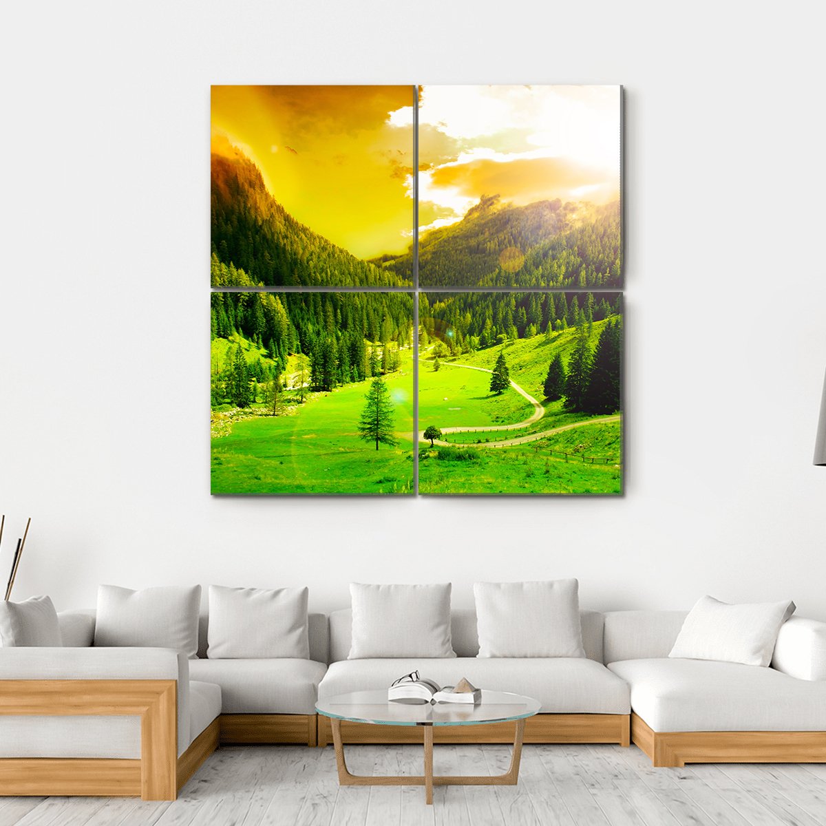 Beautiful Mountain Landscape Canvas Wall Art-4 Square-Gallery Wrap-17" x 17"-Tiaracle