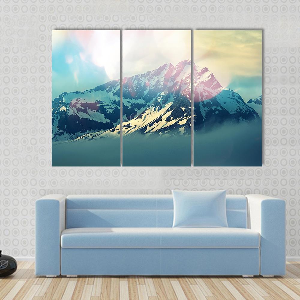 Beautiful Mountain Peak Canvas Wall Art-3 Horizontal-Gallery Wrap-37" x 24"-Tiaracle