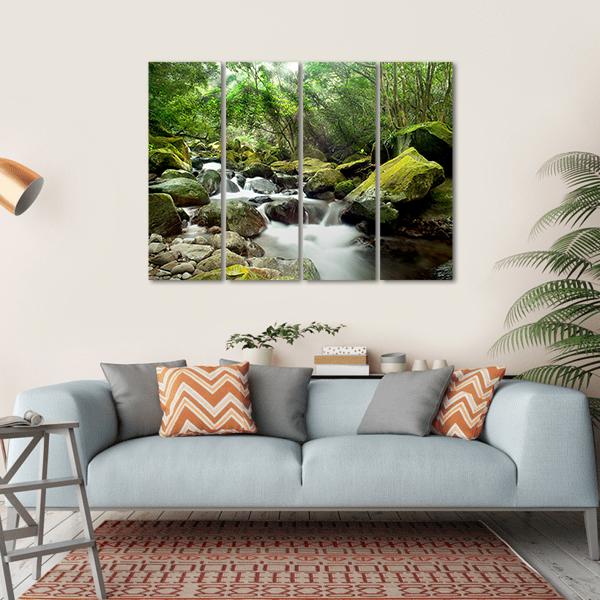 Beautiful Mountain River Canvas Wall Art-4 Horizontal-Gallery Wrap-34" x 24"-Tiaracle