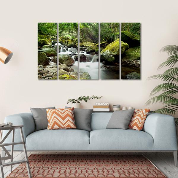 Beautiful Mountain River Canvas Wall Art-5 Horizontal-Gallery Wrap-22" x 12"-Tiaracle