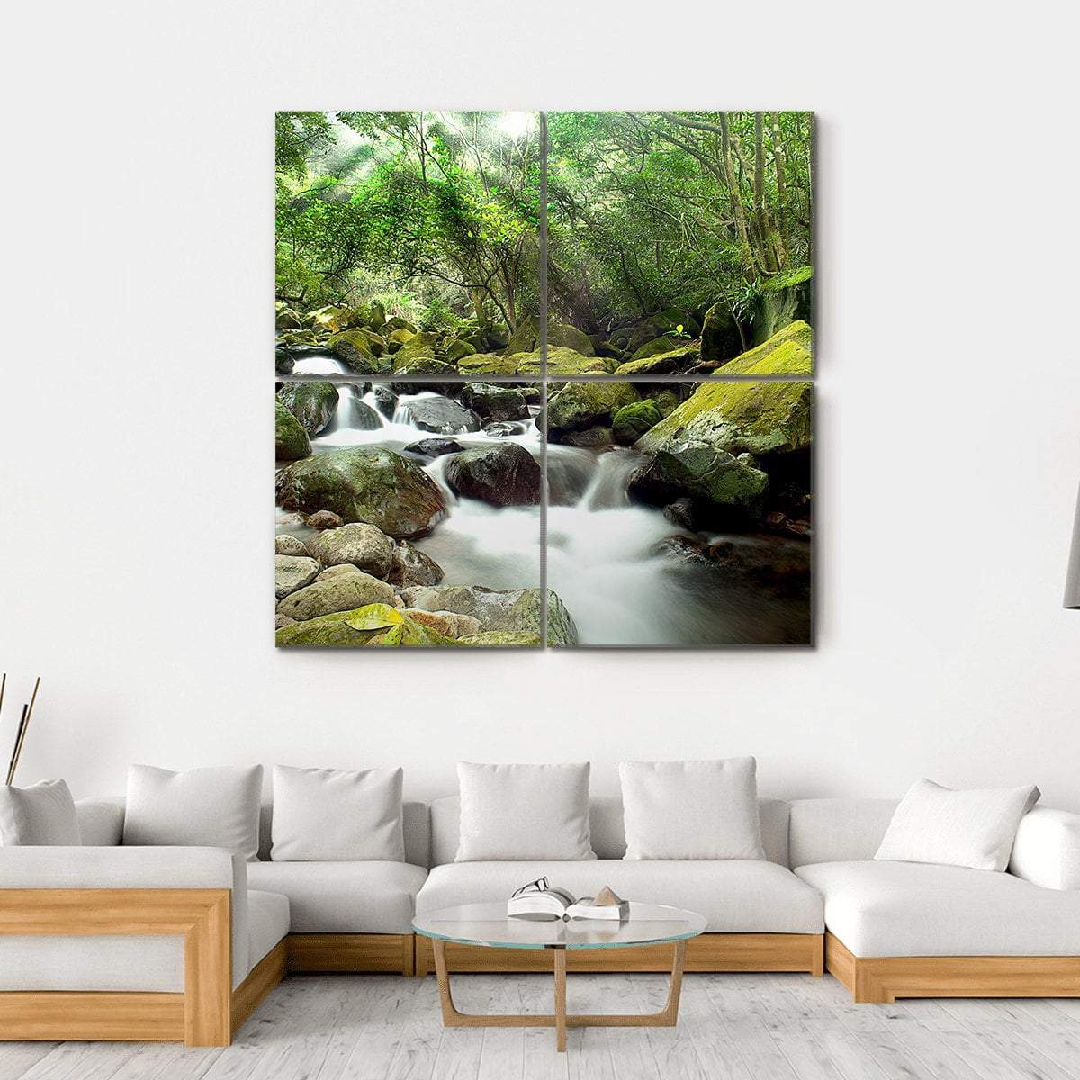 Beautiful Mountain River Canvas Wall Art-5 Horizontal-Gallery Wrap-22" x 12"-Tiaracle