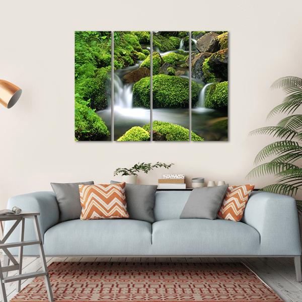 Beautiful Mountain Stream Canvas Wall Art-4 Horizontal-Gallery Wrap-34" x 24"-Tiaracle